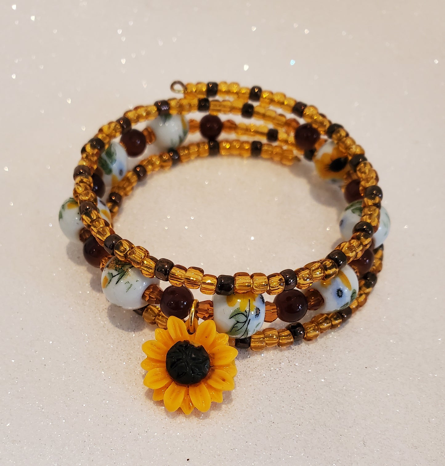 Charm Bracelet: Golden Sunflower Cuff