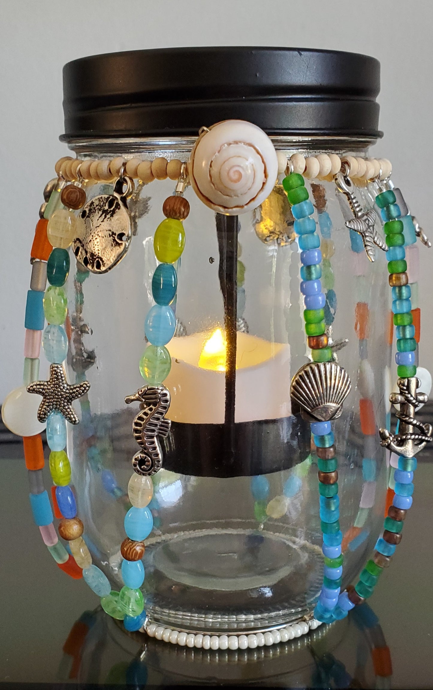 Mason Jar Candle Holder - Beachlife