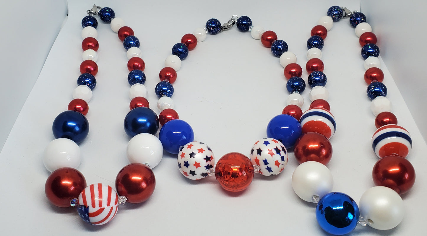 Stars and Stripes Gumball Necklace