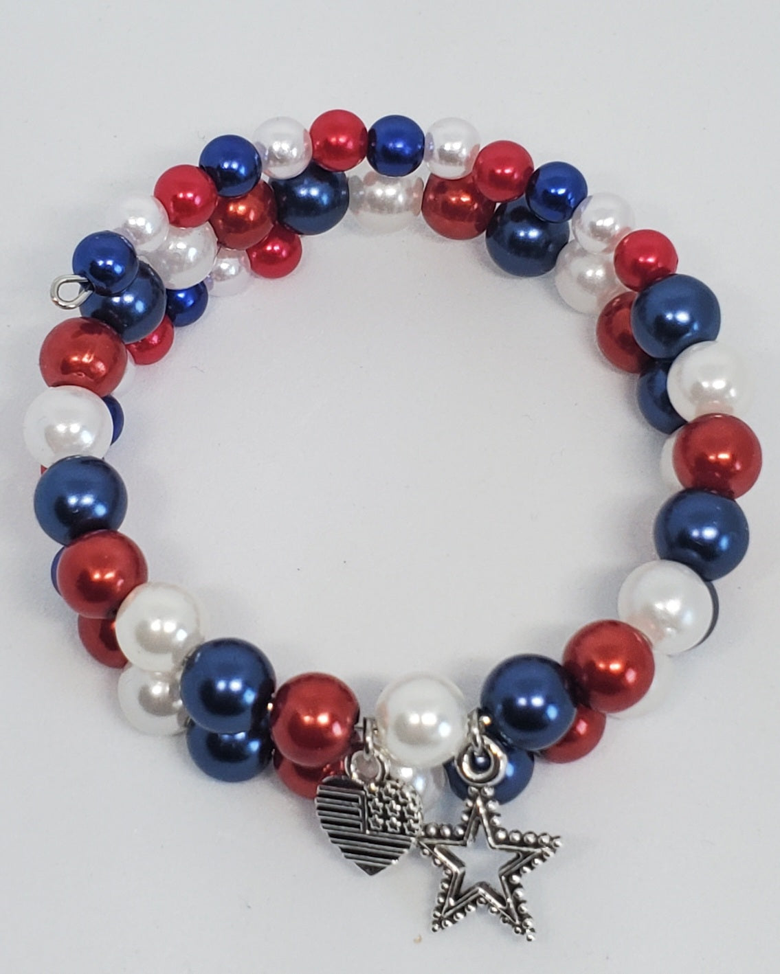 Red, White and Blue Cuff Charm Bracelet