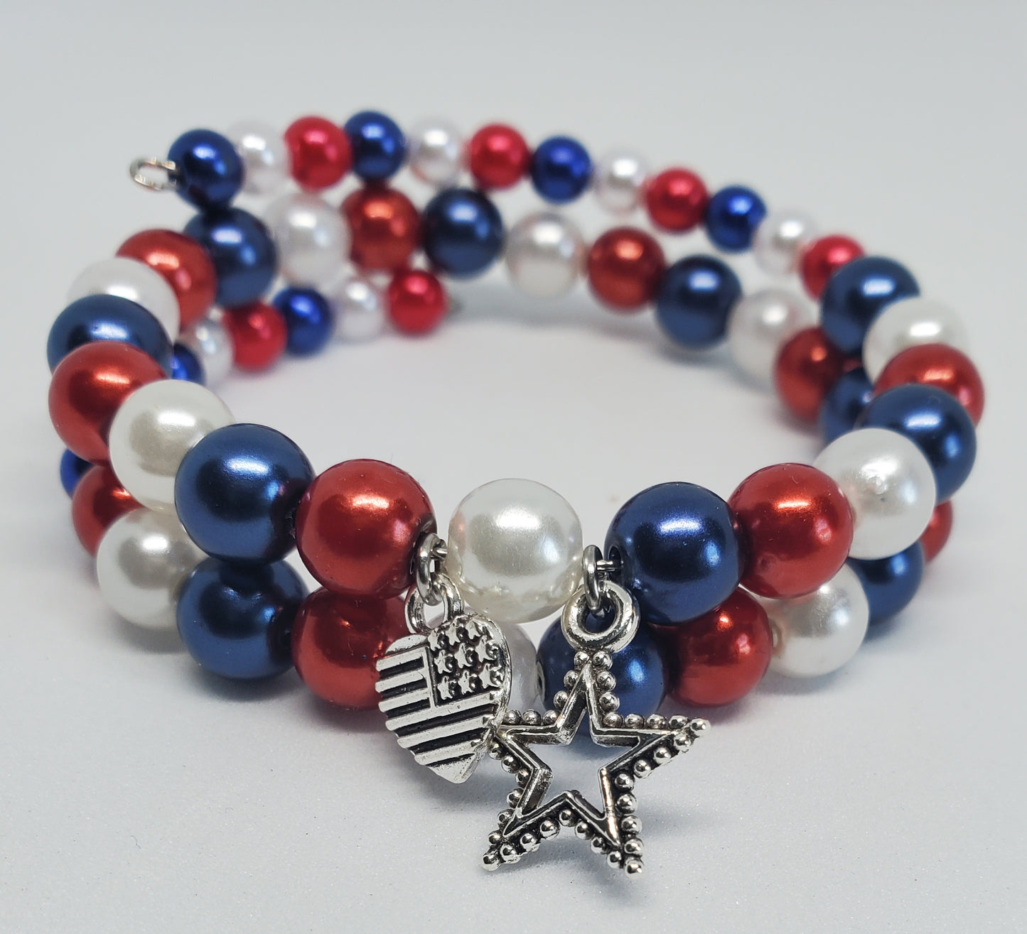 Red, White and Blue Cuff Charm Bracelet