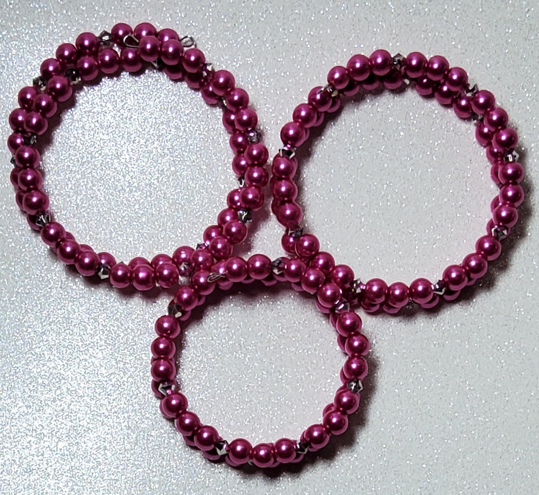 Fuchsia Pearl Cuff Bracelet