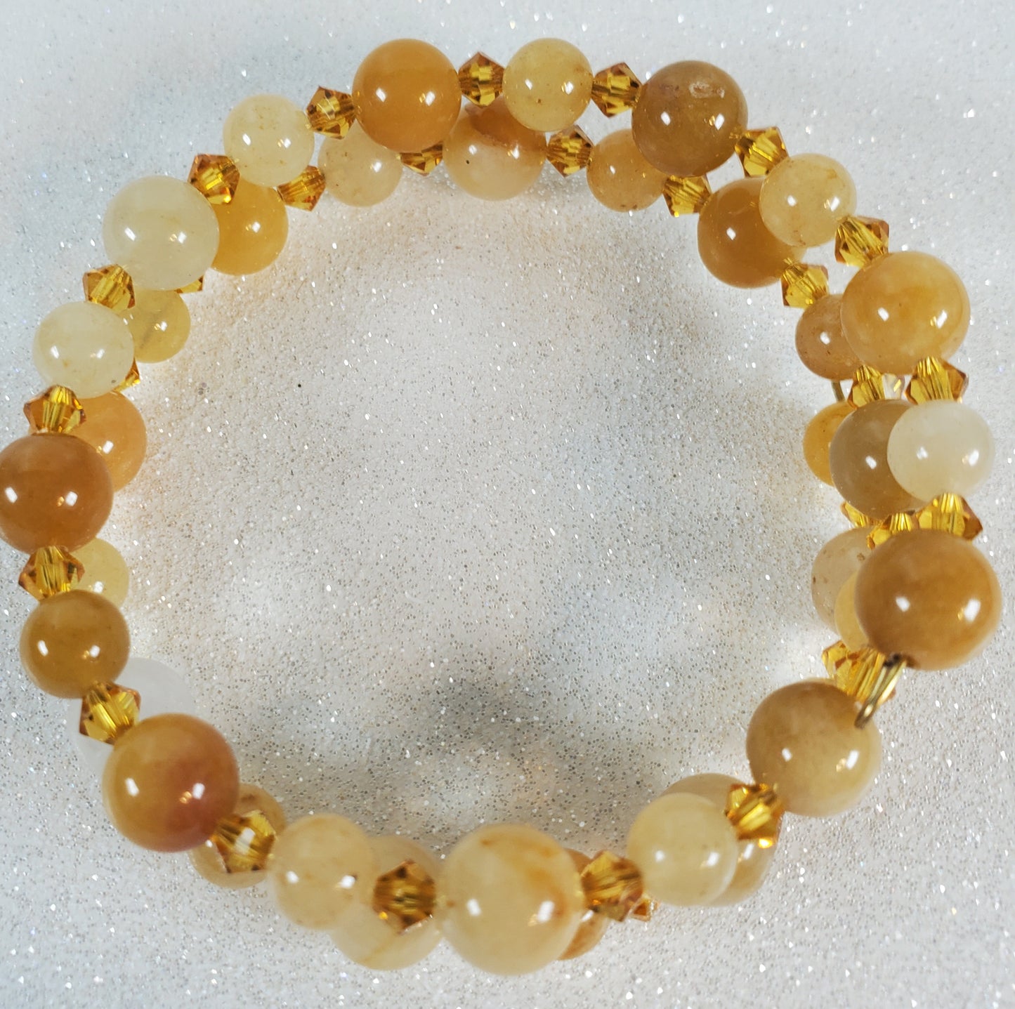 Yellow Jade and Crystal Cuff Bracelet