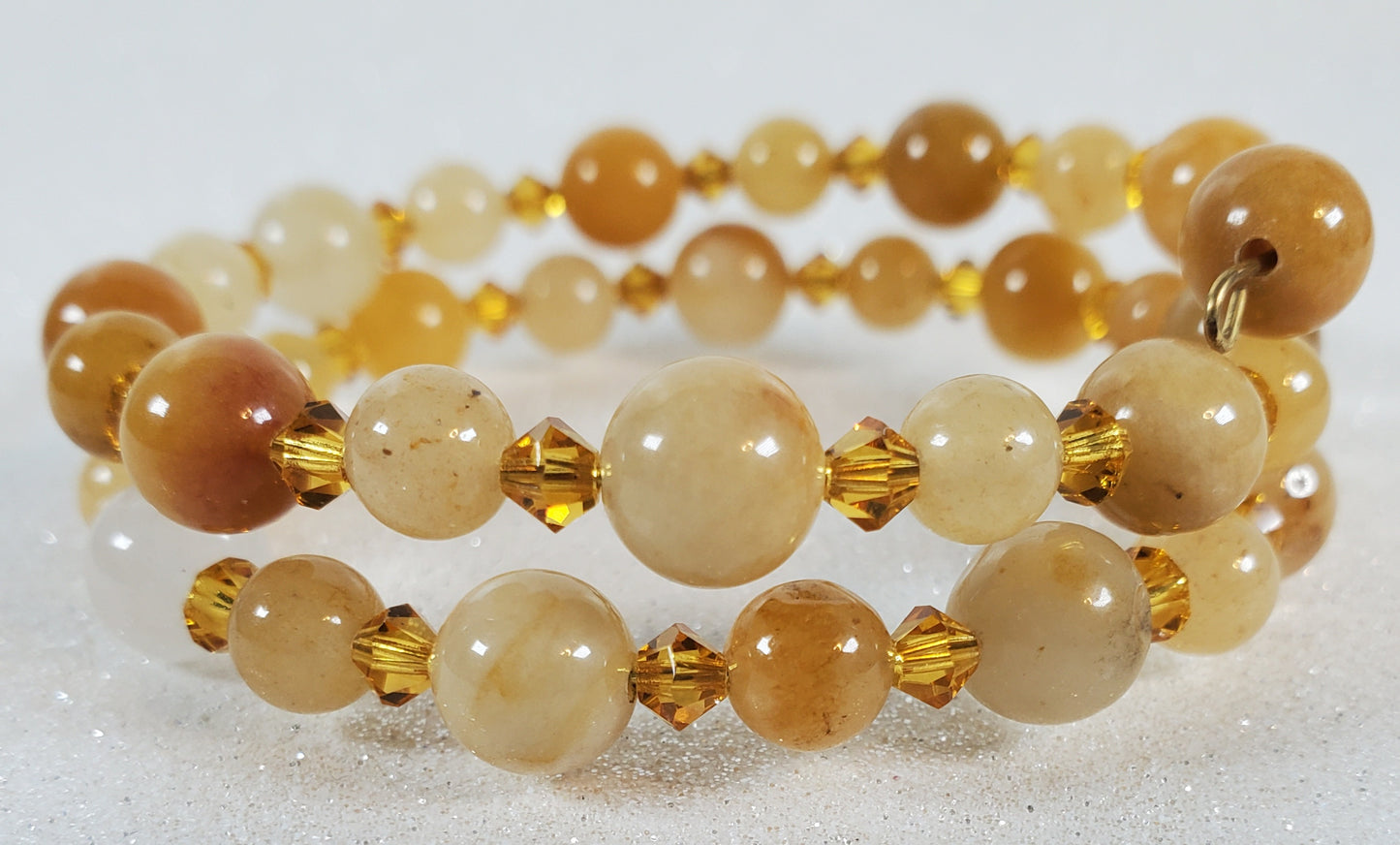 Yellow Jade and Crystal Cuff Bracelet