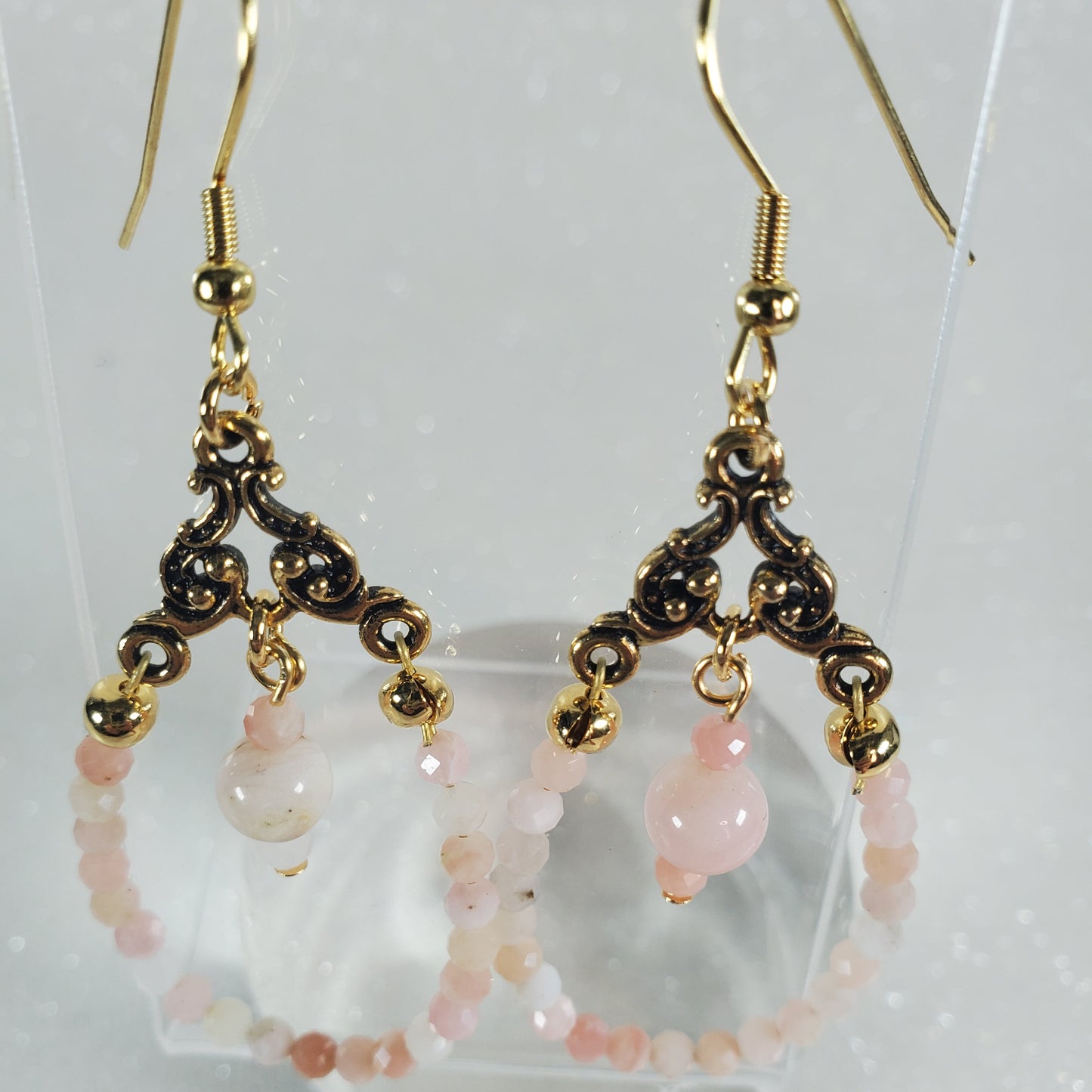 Gemstone Earrings: Pink Peruvian Opal Hoop