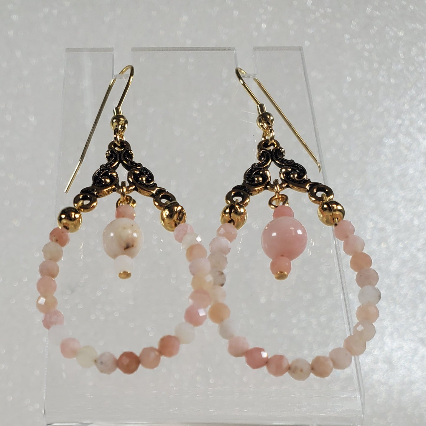 Gemstone Earrings: Pink Peruvian Opal Hoop