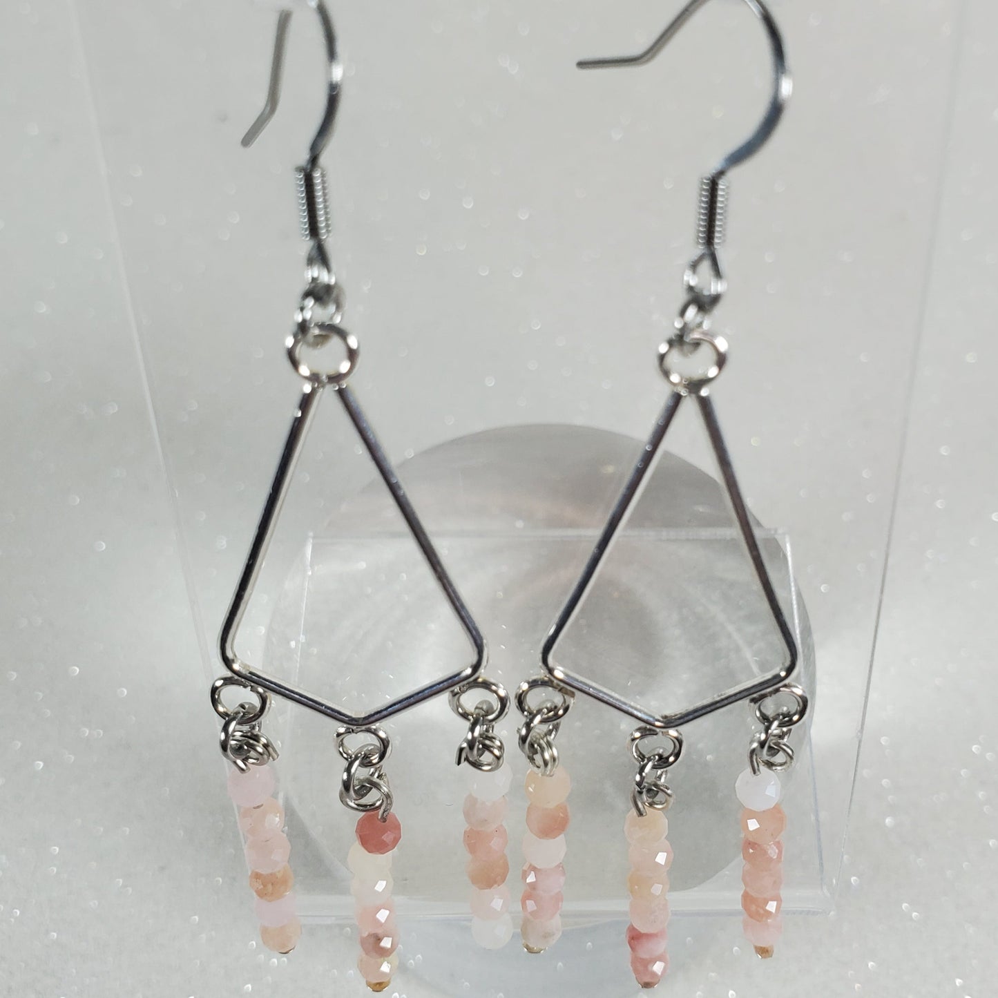 Gemstone Earrings: Pink Opal Chandelier