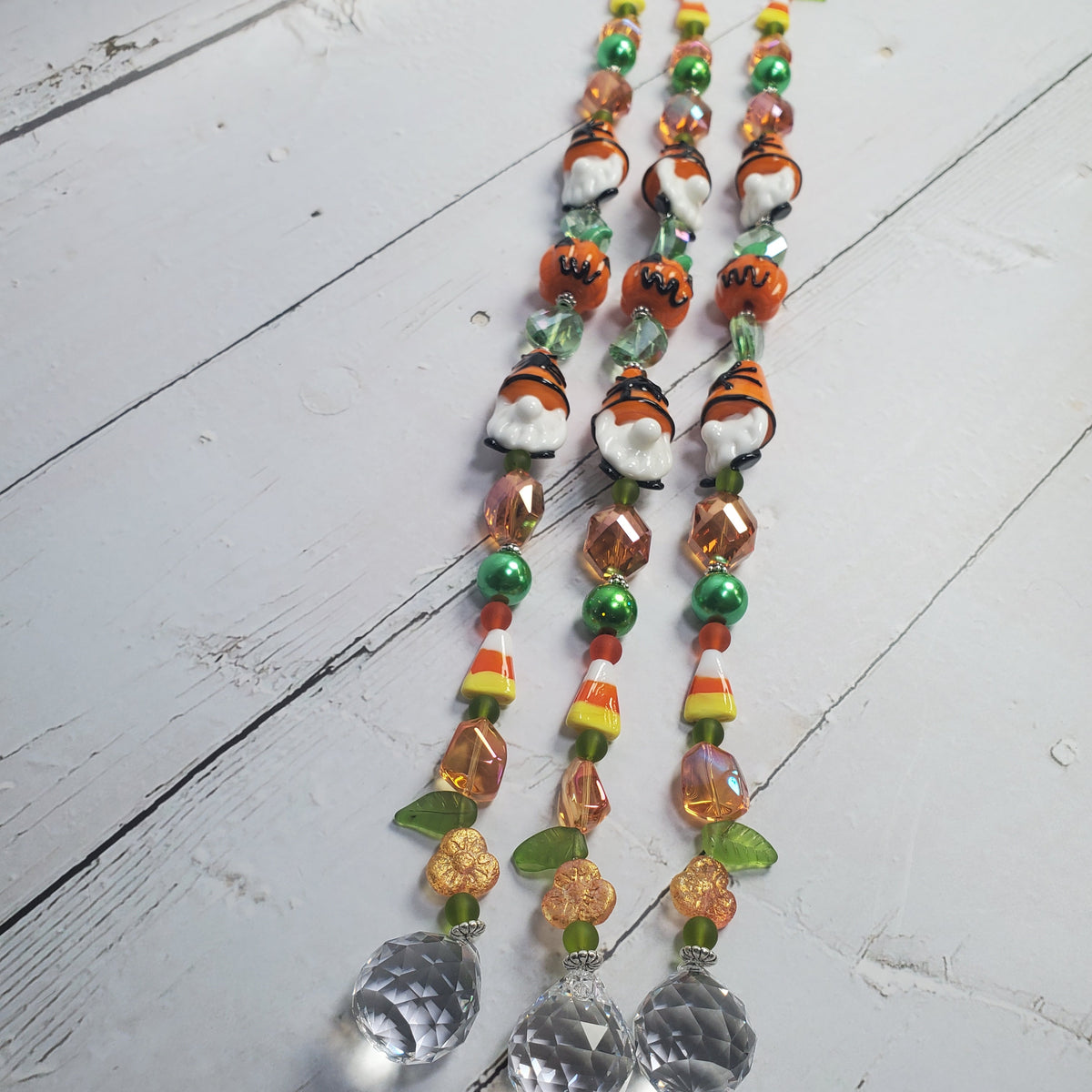 Jack O’Lantern & Halloween Gnome Crystal Suncatcher – Whimsical Window Prism Décor