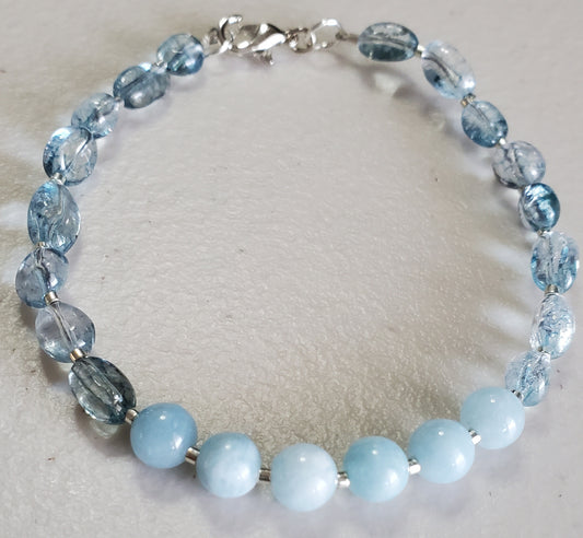 Gemstone Jewelry Set – Aquamarine Necklace & Bracelet Duo
