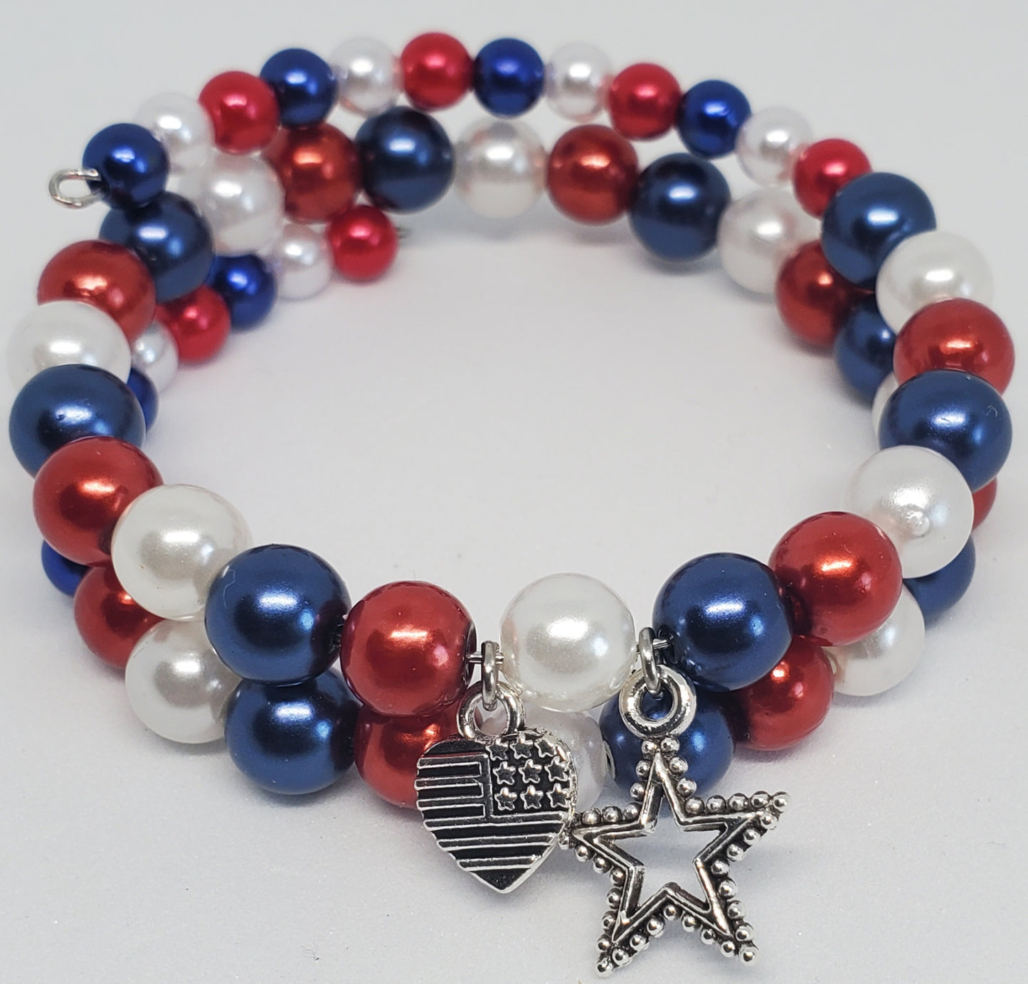 Red, White and Blue Cuff Charm Bracelet