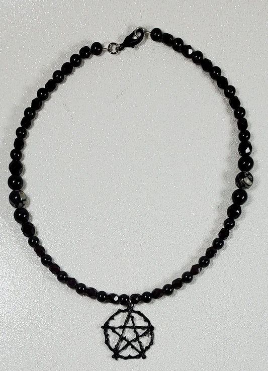 Black Pentacle Choker Necklace