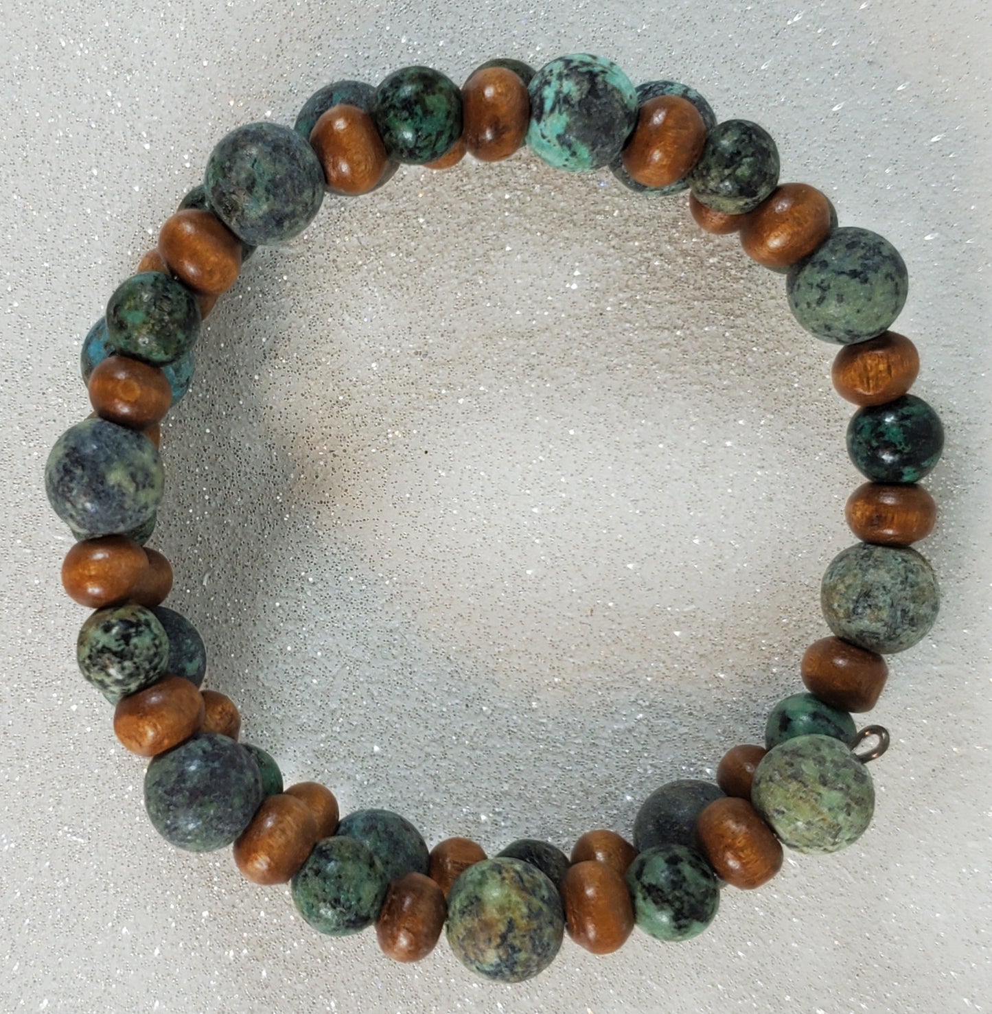 African Turquoise and Wood Cuff Bracelet