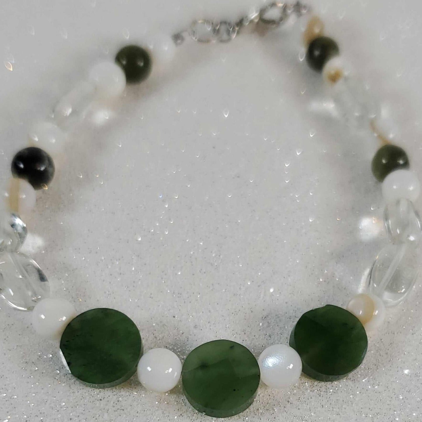 Gemstone Bracelet: Nephrite Jade and Green Quartz