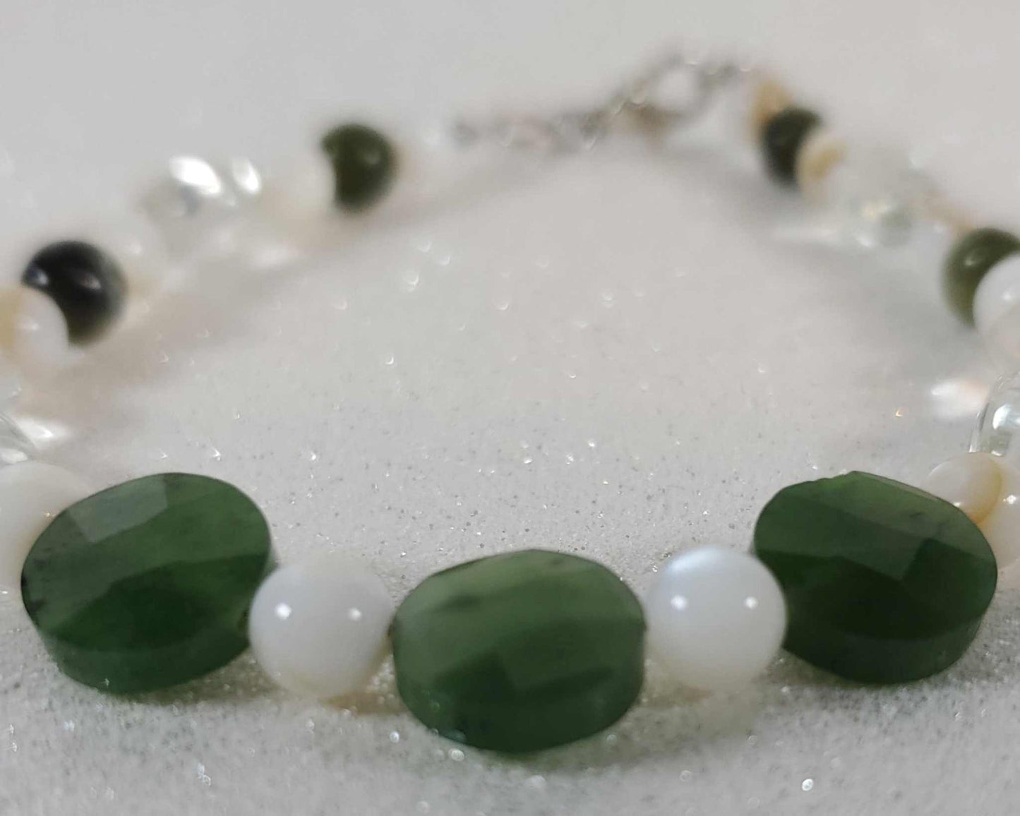 Gemstone Bracelet: Nephrite Jade and Green Quartz