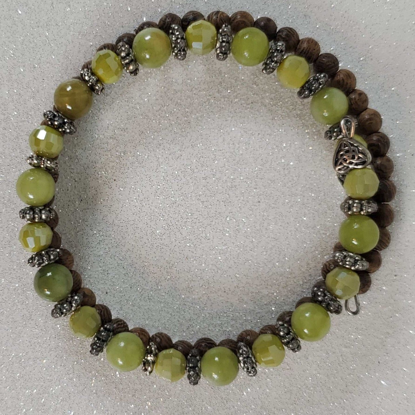 Gemstone Bracelet: Peridot and Coconut Wood