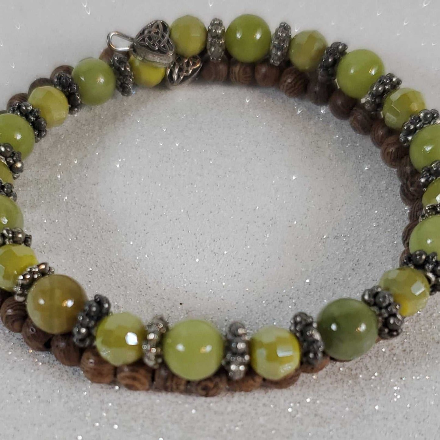 Gemstone Bracelet: Peridot and Coconut Wood
