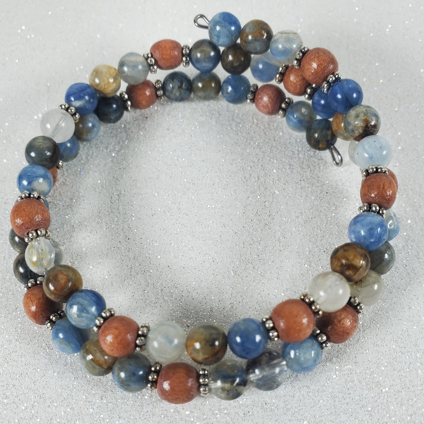 Multicolored beaded bracelet on a white background