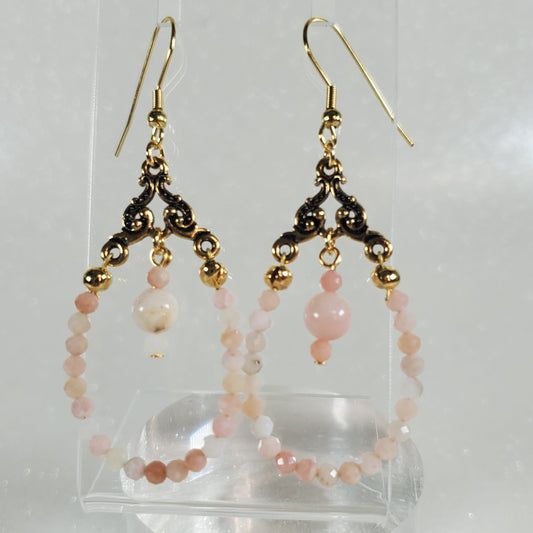 Gemstone Earrings: Pink Peruvian Opal Hoop