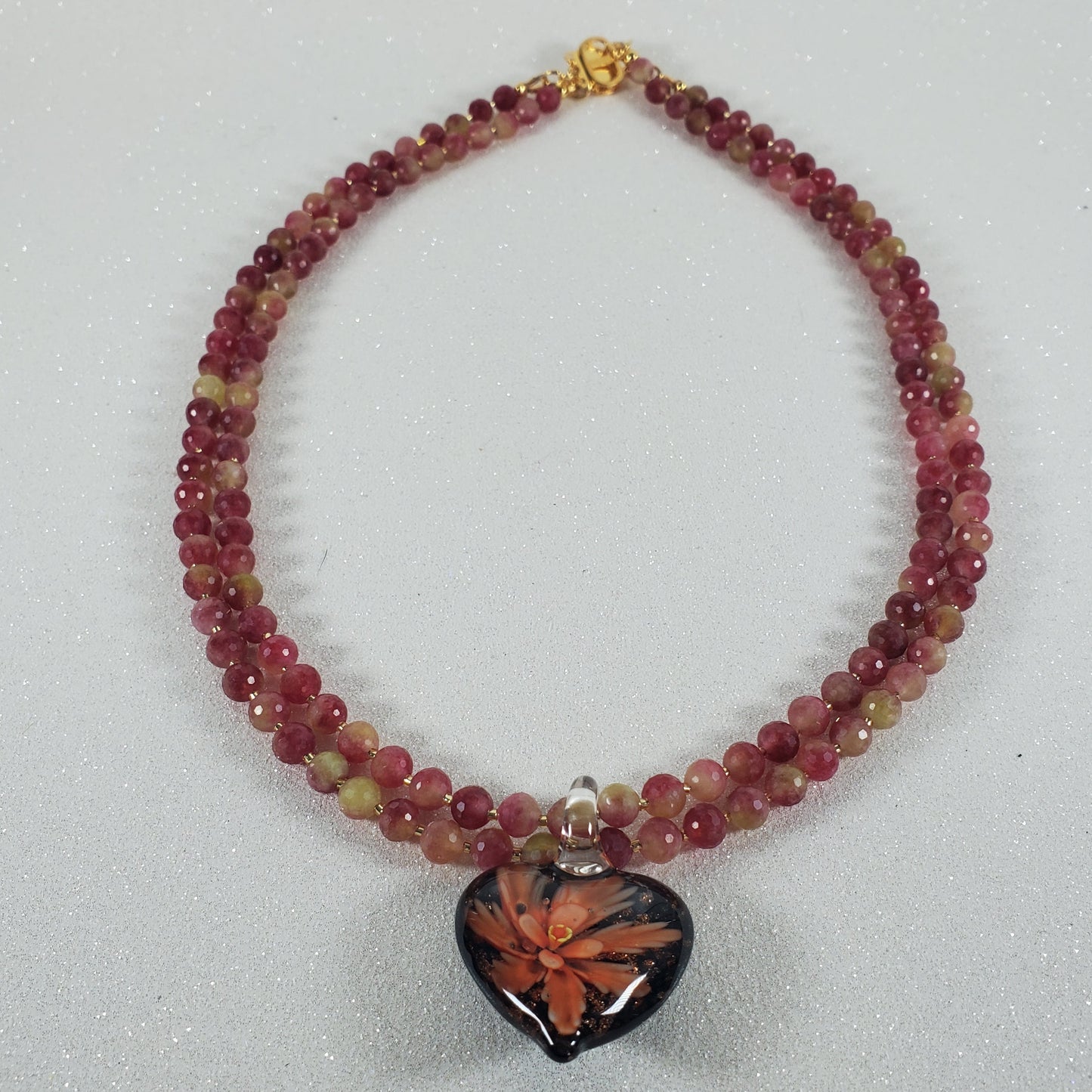 Beaded Necklace with a box clasp on a white background