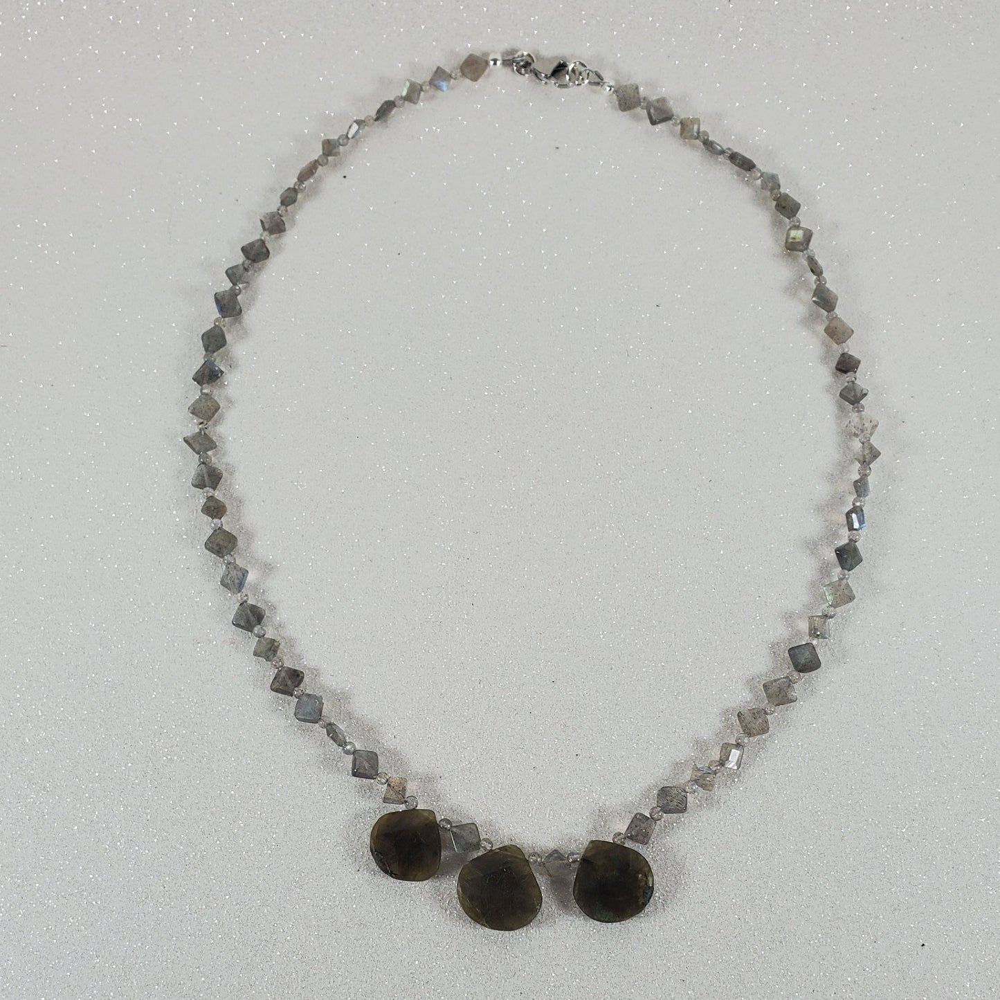 Necklace with beads on a white background