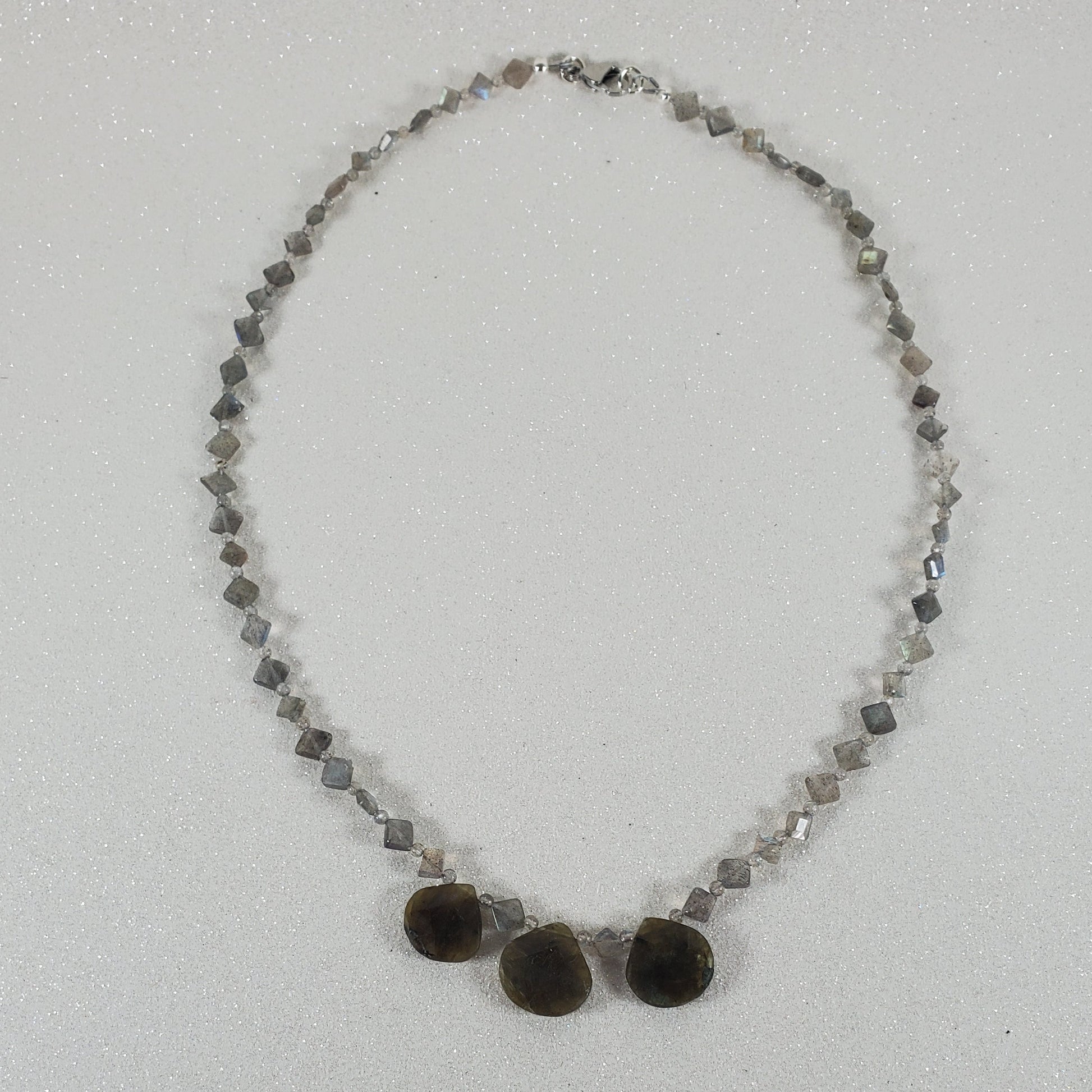 Necklace with beads on a white background