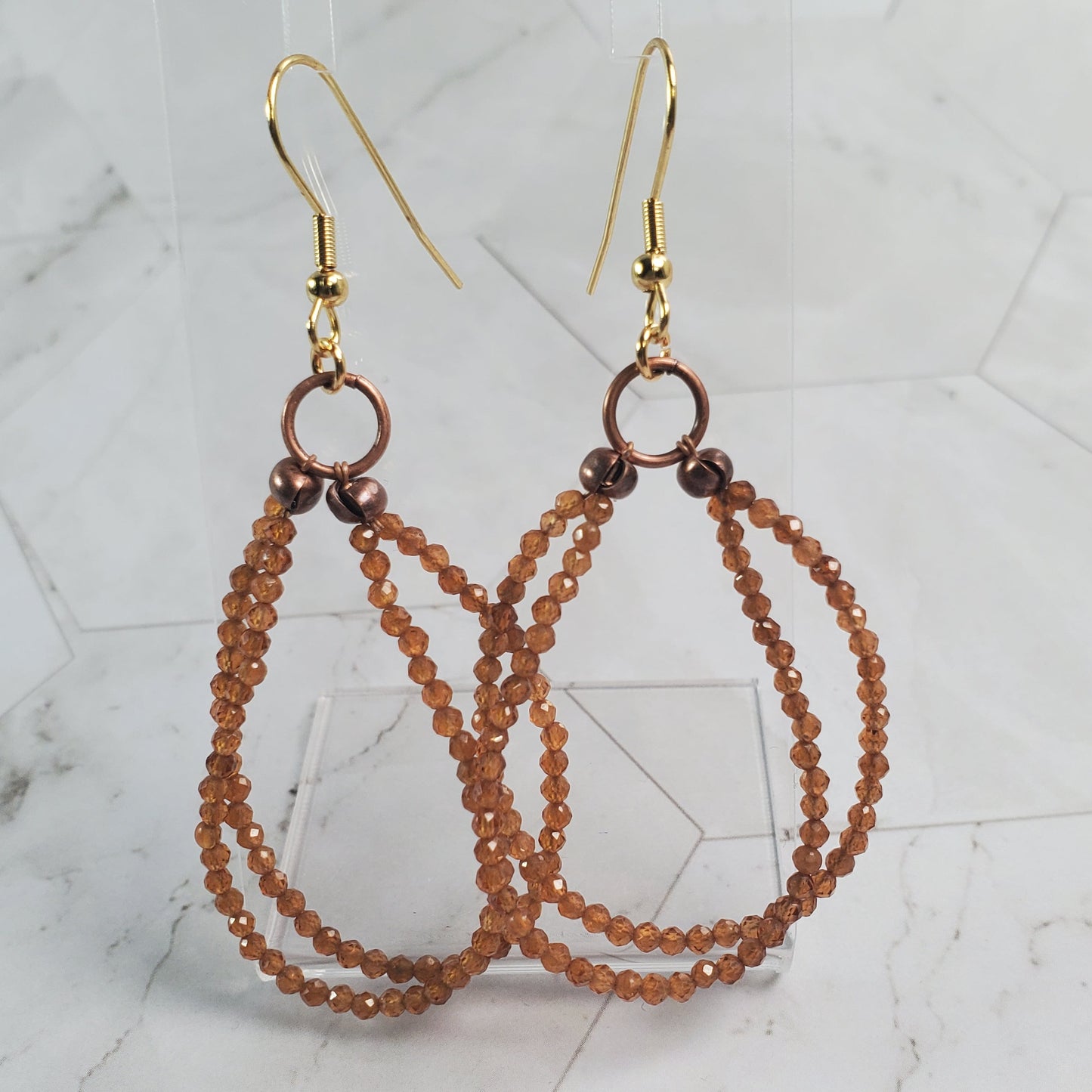 Gemstone Earrings: Hessonite Garnet Hoops