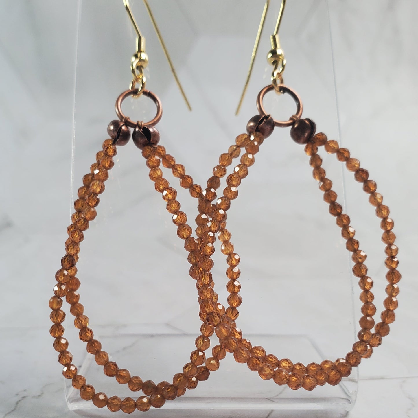 Gemstone Earrings: Hessonite Garnet Hoops