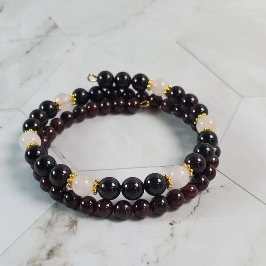 Beaded bracelet on a marble surface