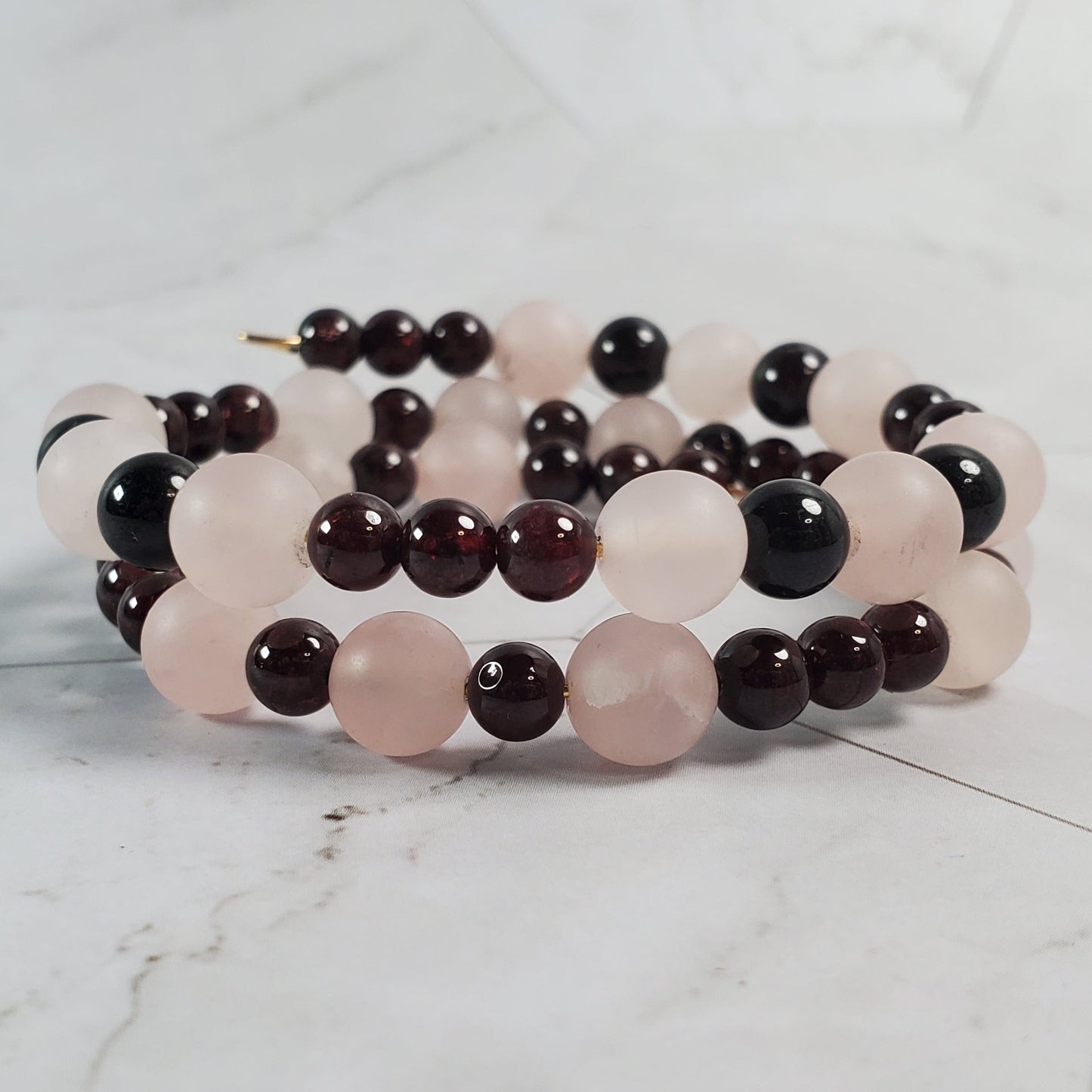 Beaded bracelet on a marble surface