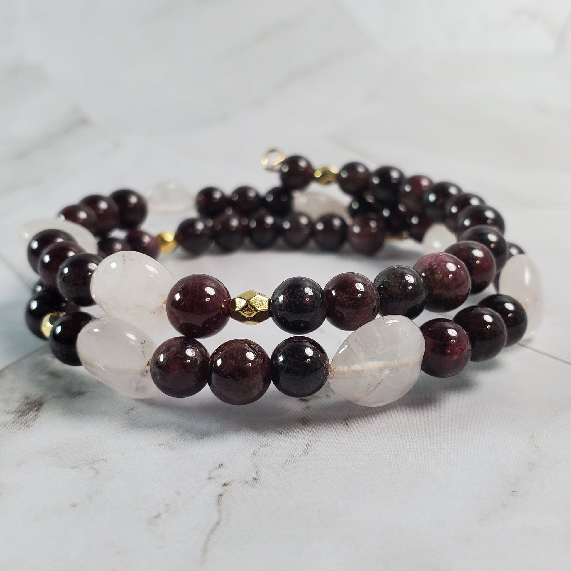 Beaded bracelet on a marble surface