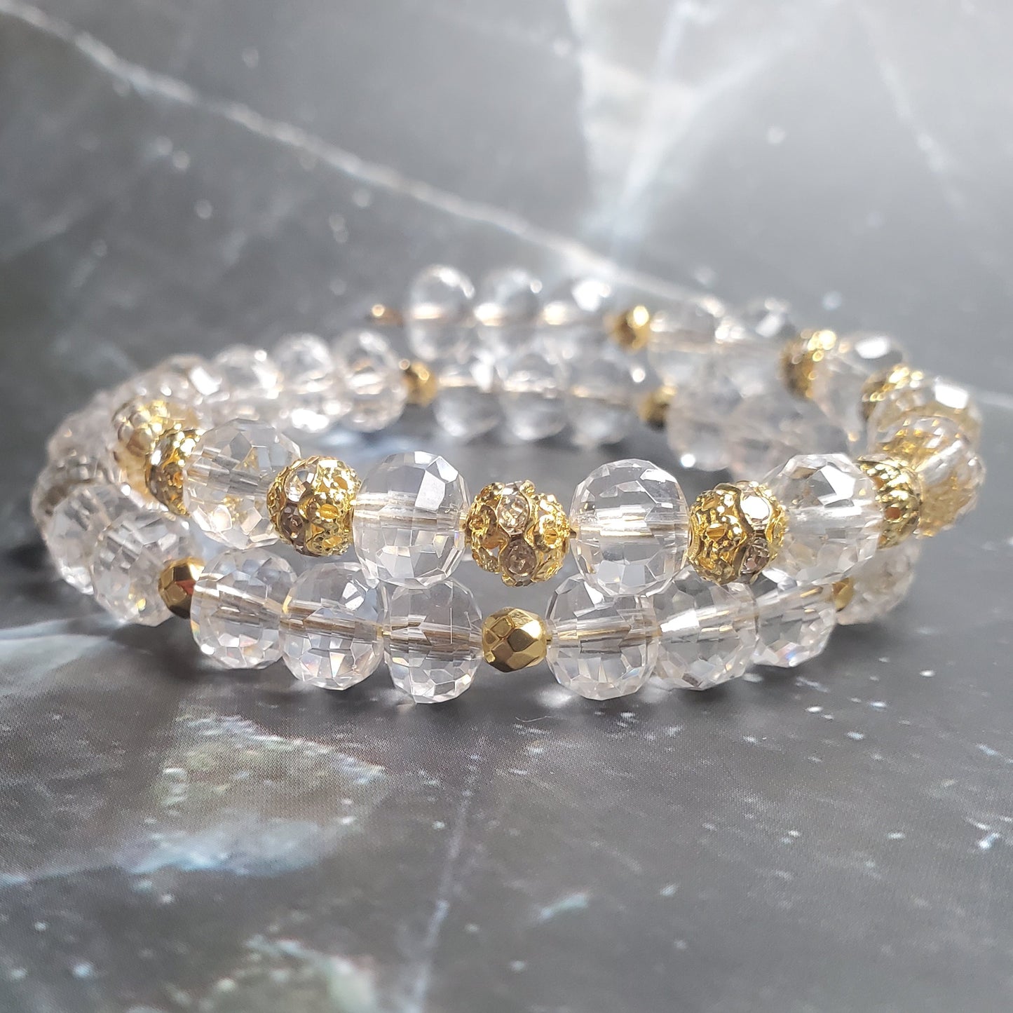 Gemstone Bracelet: Faceted Clear Quartz