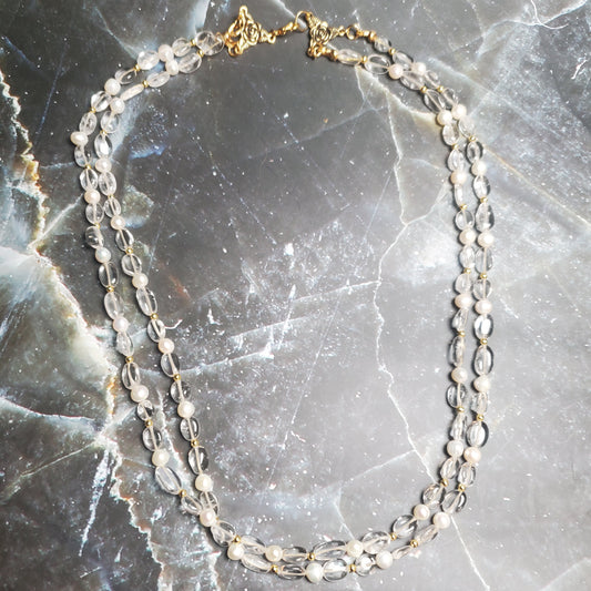 Gemstone Necklace: Clear Quartz and Pearl