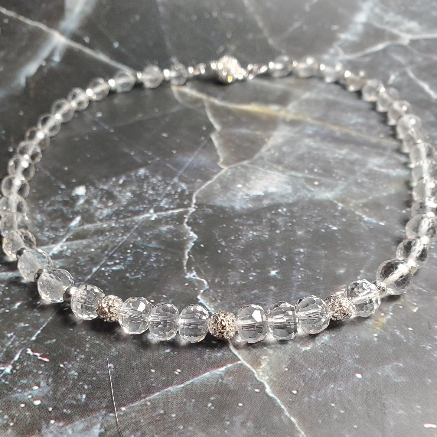 Gemstone Necklace: Faceted Clear Quartz