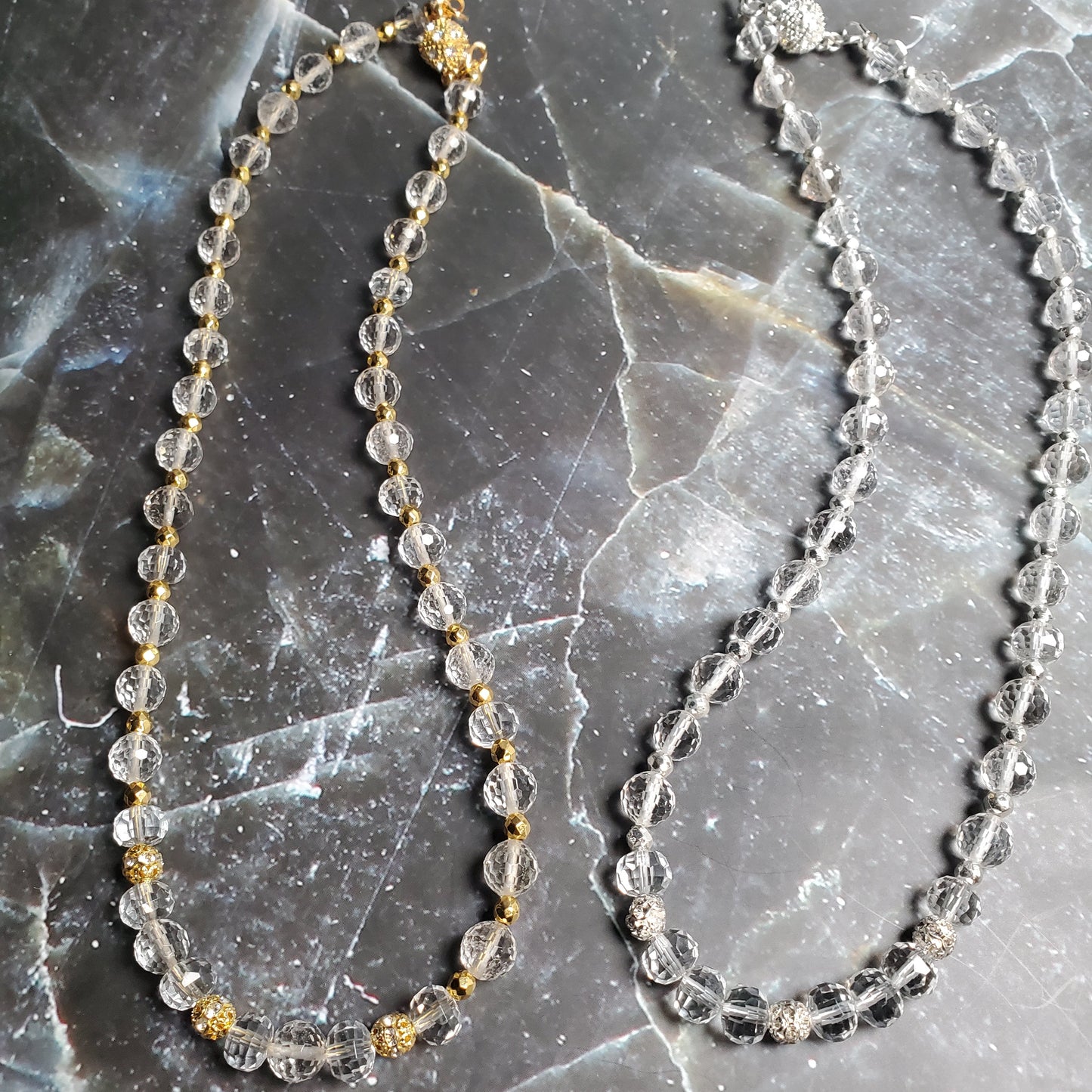 Gemstone Necklace: Faceted Clear Quartz