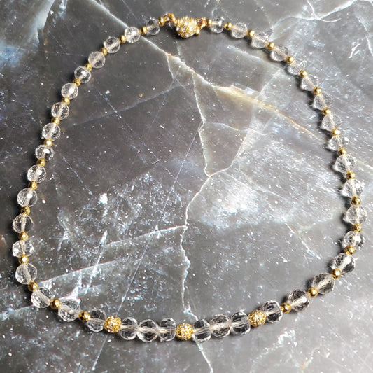 Gemstone Necklace: Faceted Clear Quartz