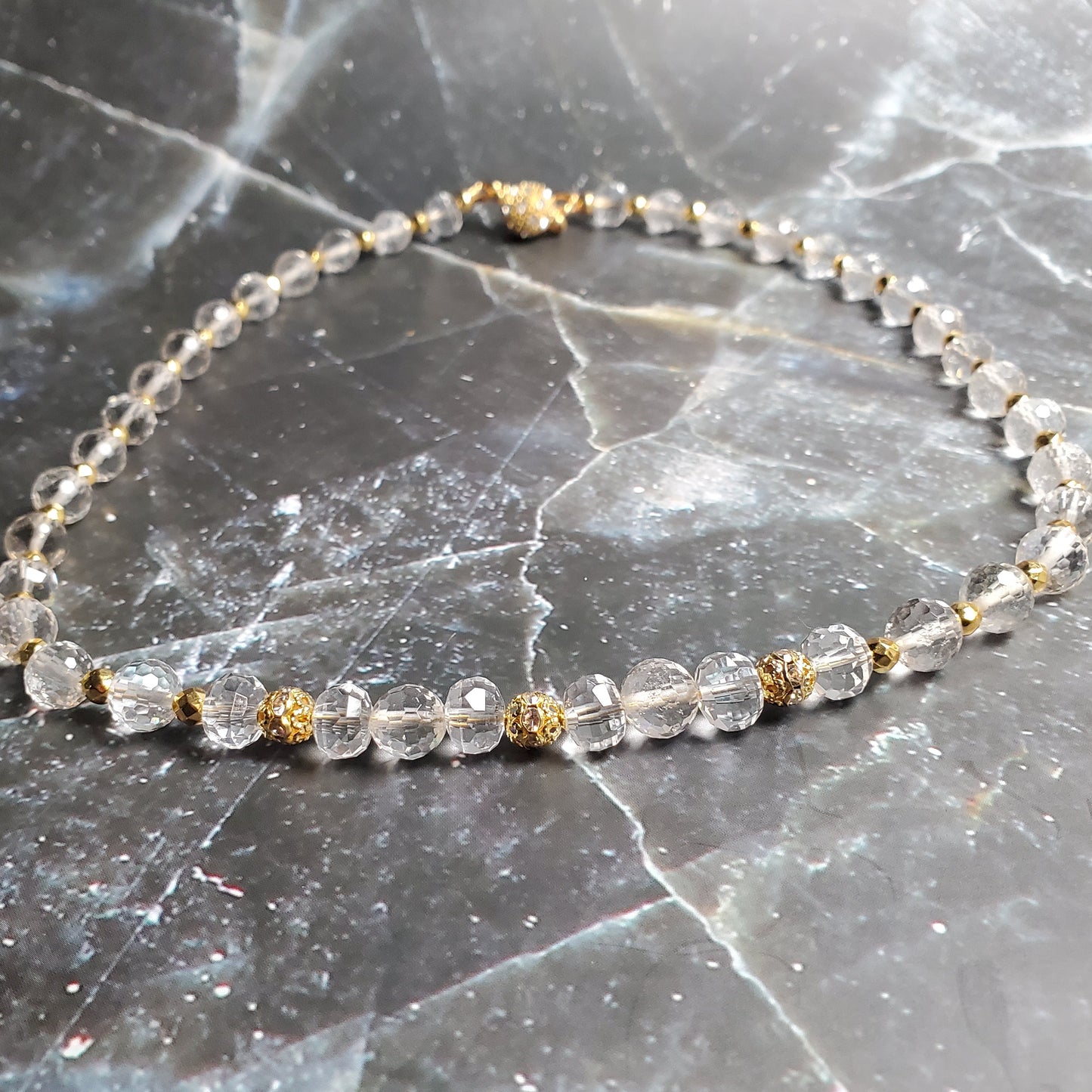 Gemstone Necklace: Faceted Clear Quartz