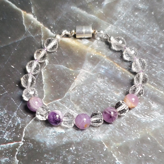 Gemstone Bracelet: Clear Quartz and Amethyst