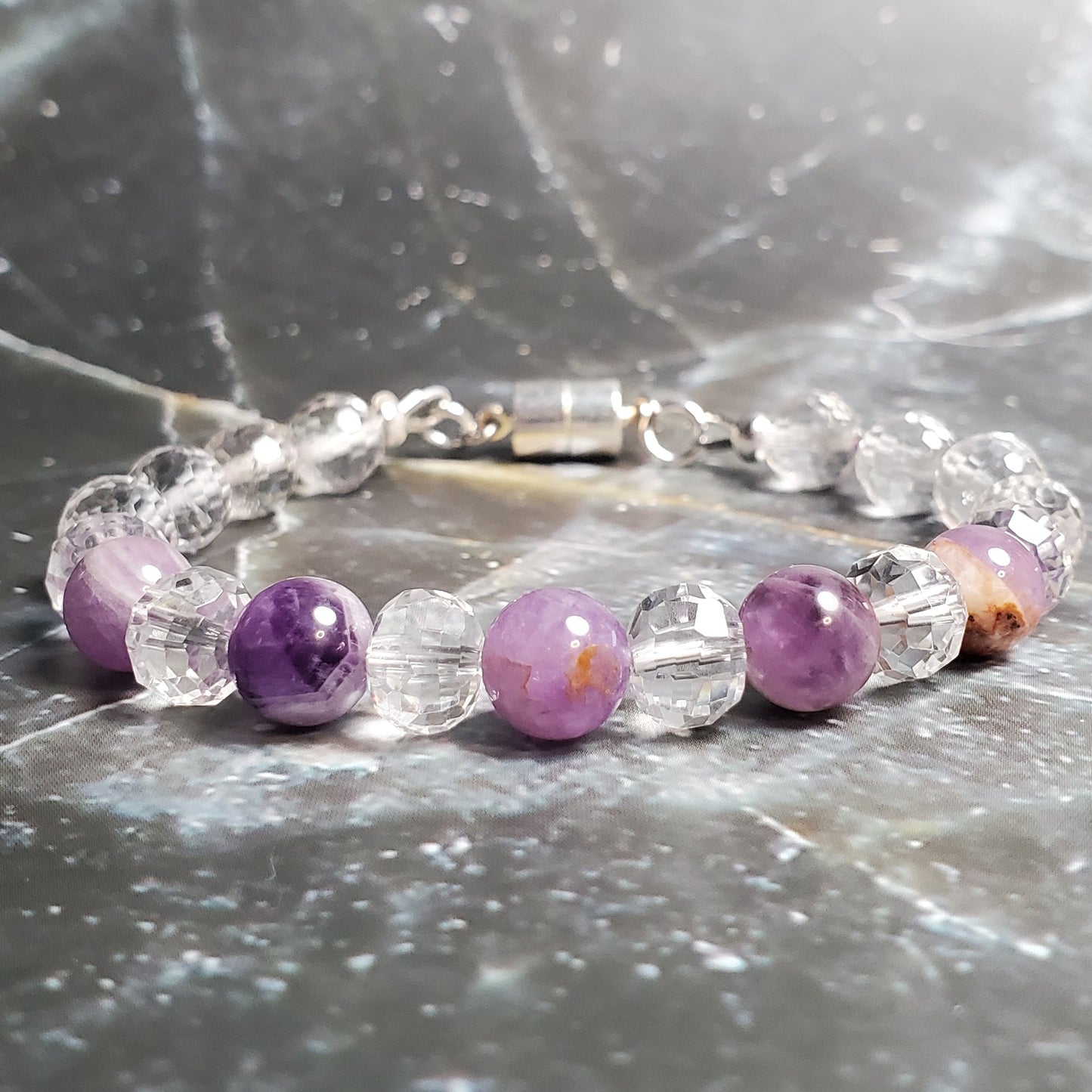 Gemstone Bracelet: Clear Quartz and Amethyst
