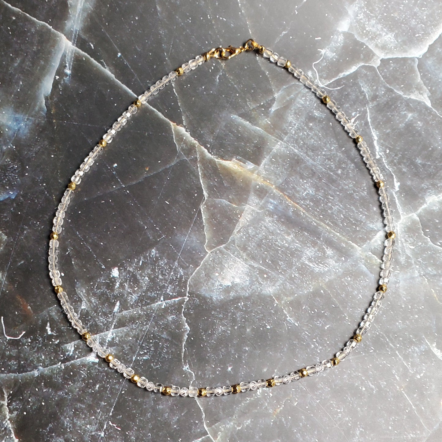 Gemstone Necklace: Clear Quartz and Zircon