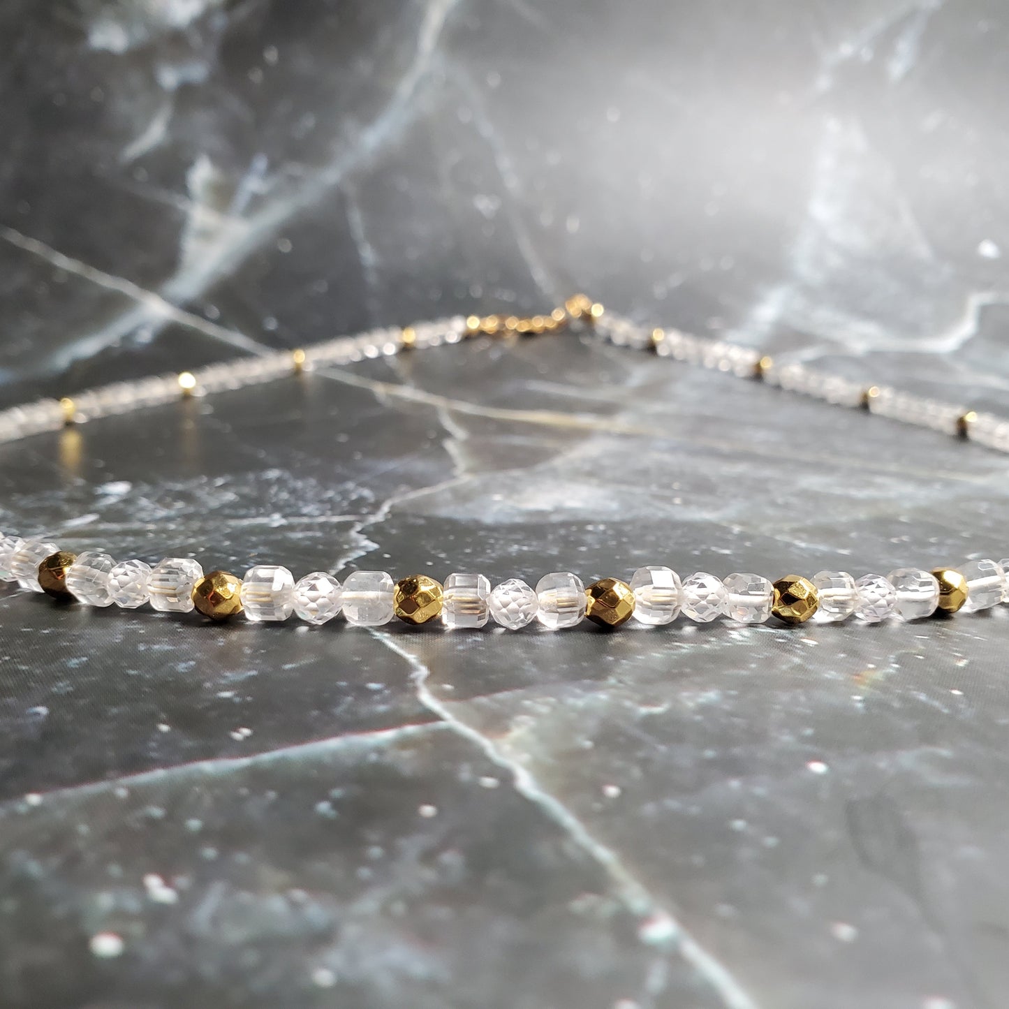 Gemstone Necklace: Clear Quartz and Zircon