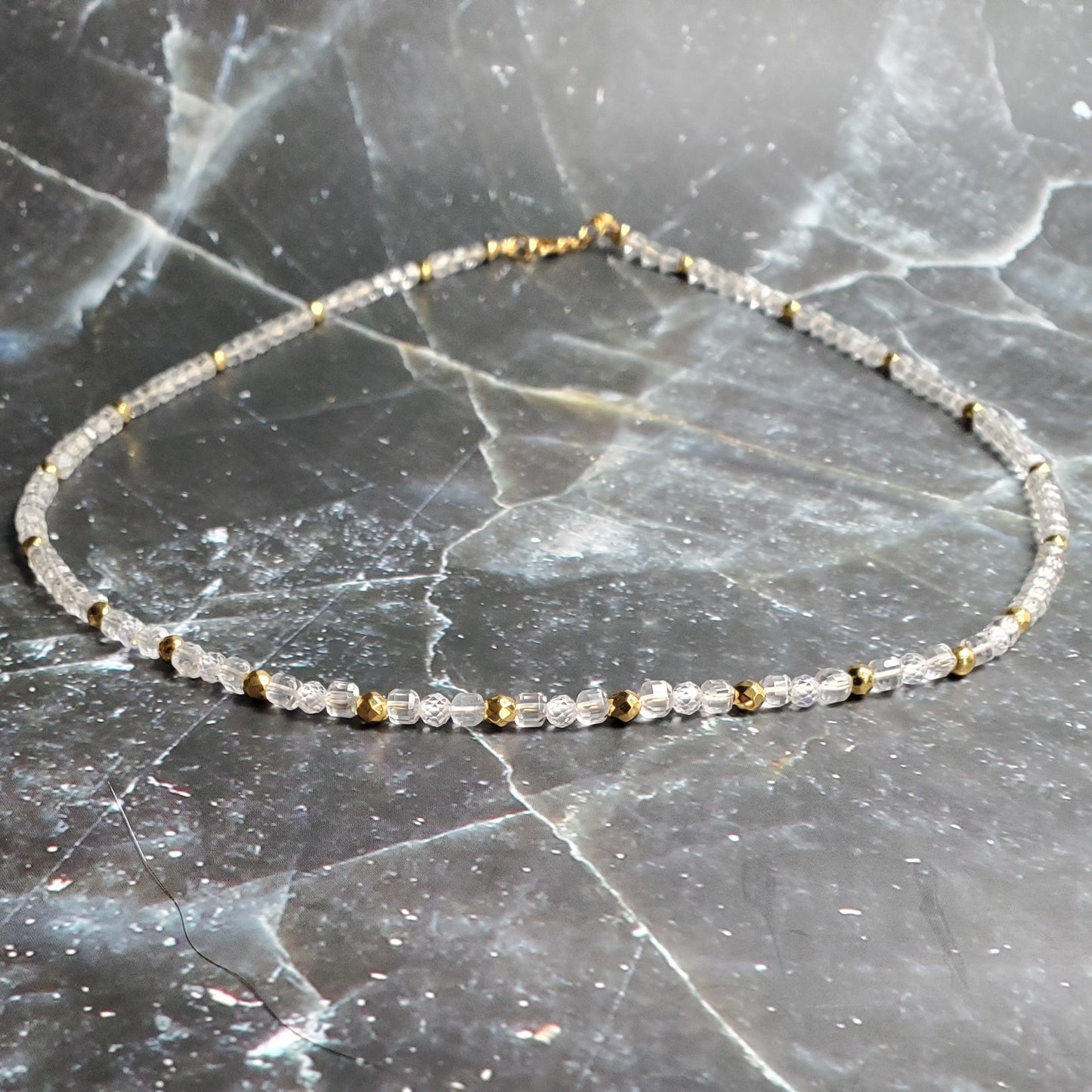 Gemstone Necklace: Clear Quartz and Zircon