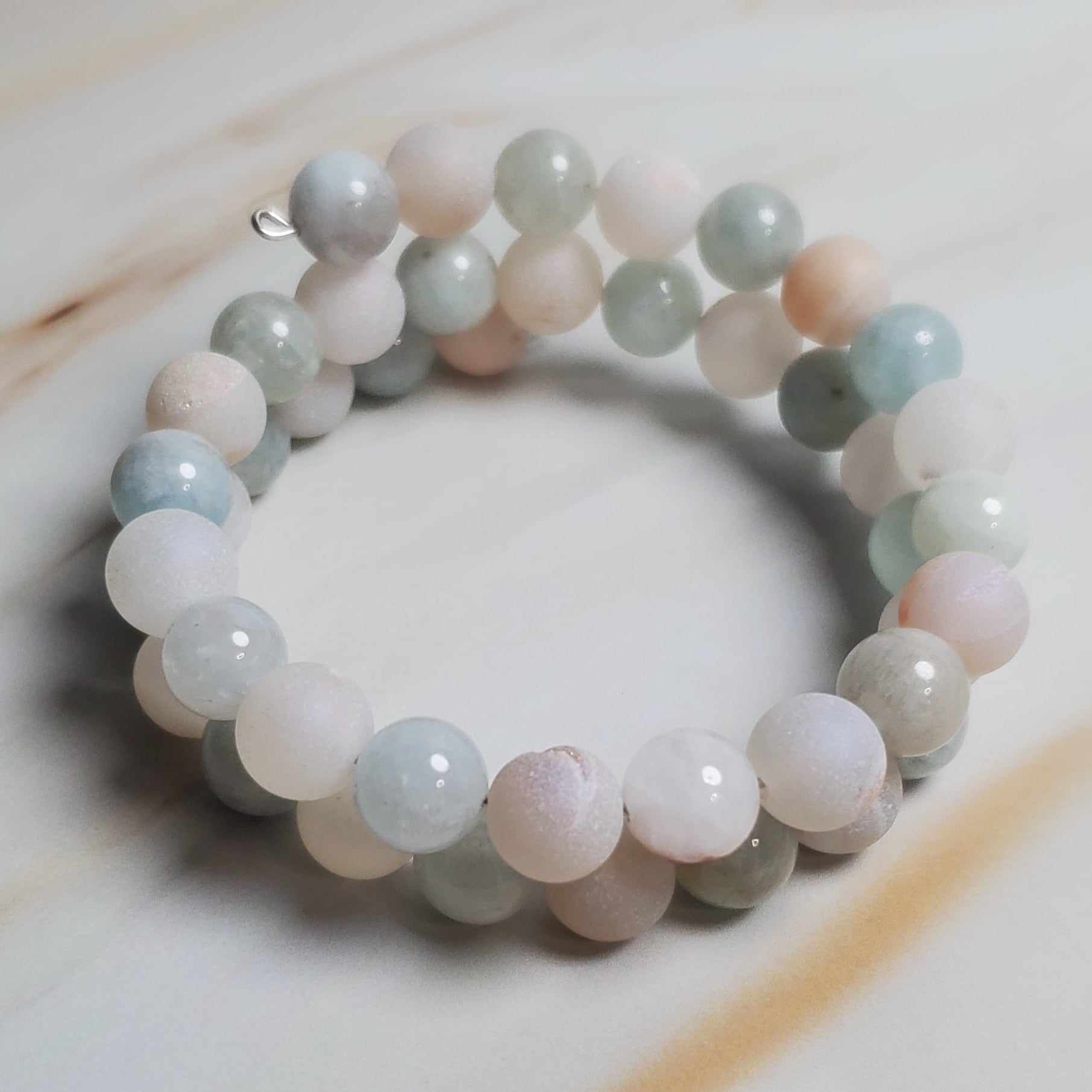 Beaded bracelet on a marble surface