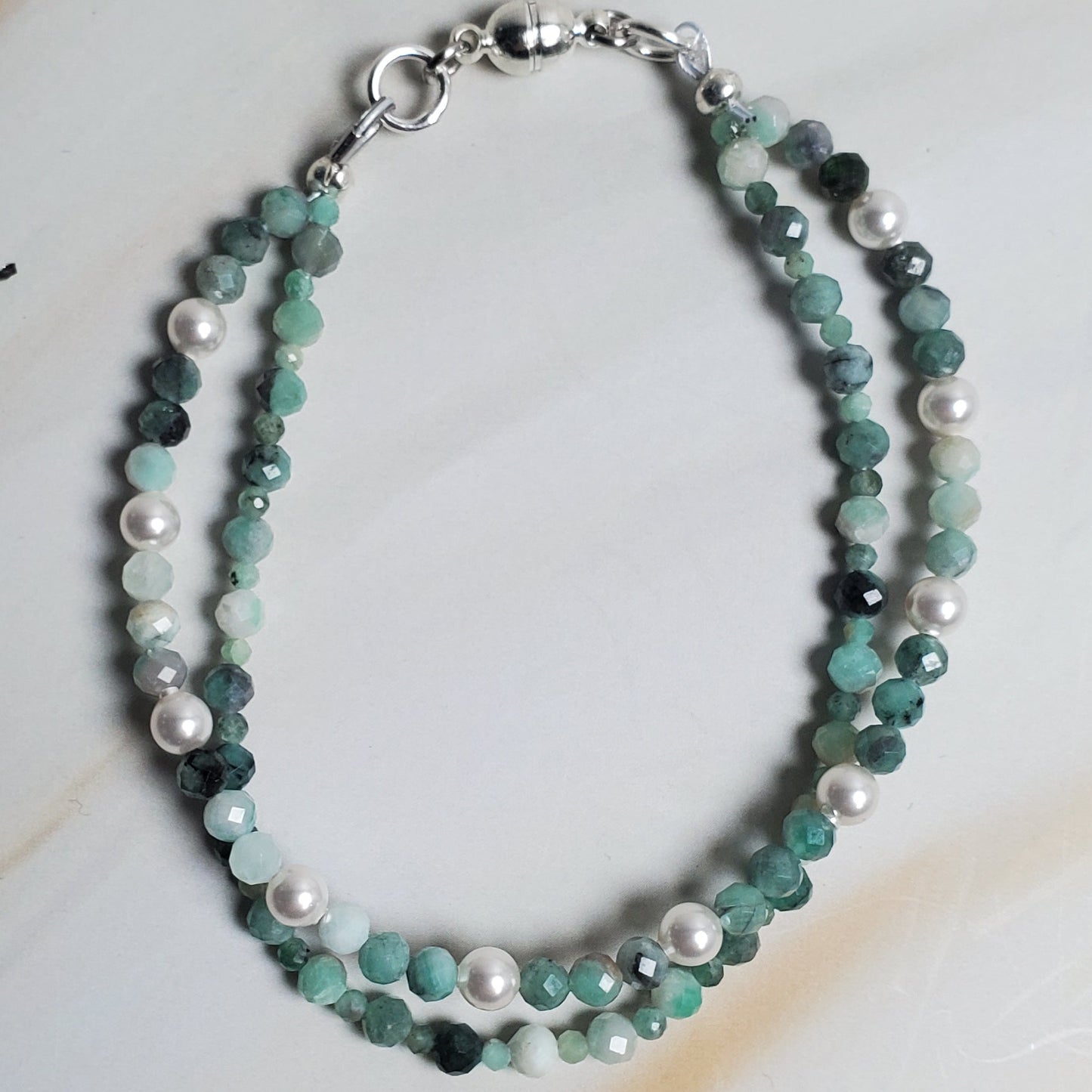 Beaded bracelet on a marble surface