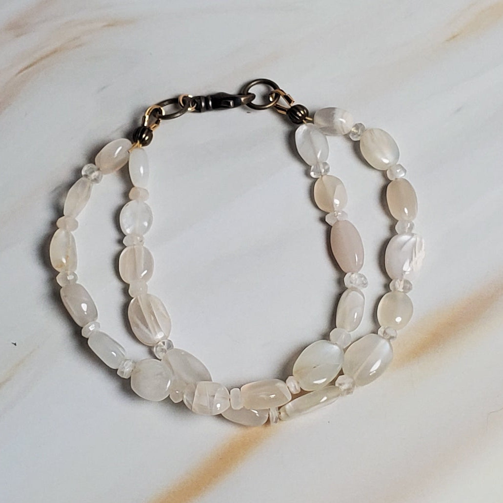 Moonstone bracelet on a marble surface