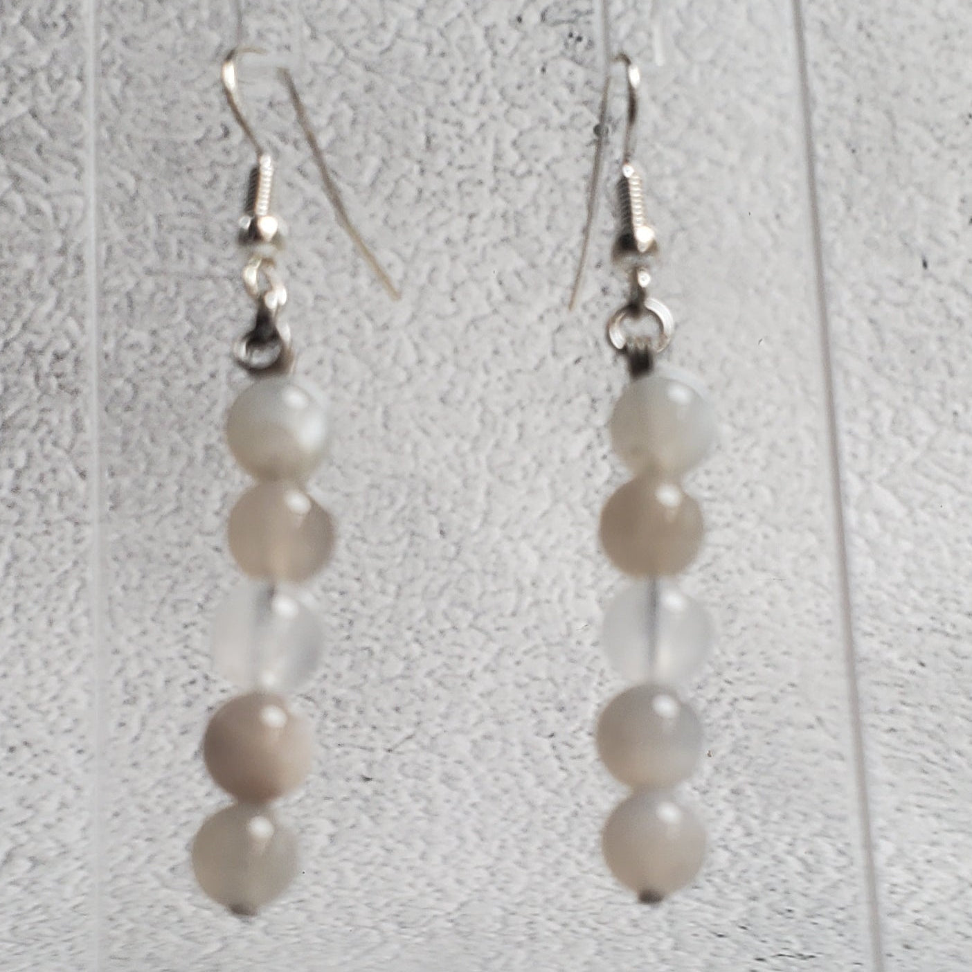 Bohemian gemstone earrings with gray Moonstone beads and hypoallergenic French wire hooks