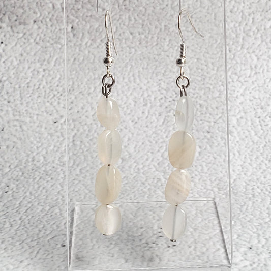 Handcrafted white Moonstone gemstone earrings with French wire for comfortable everyday wear