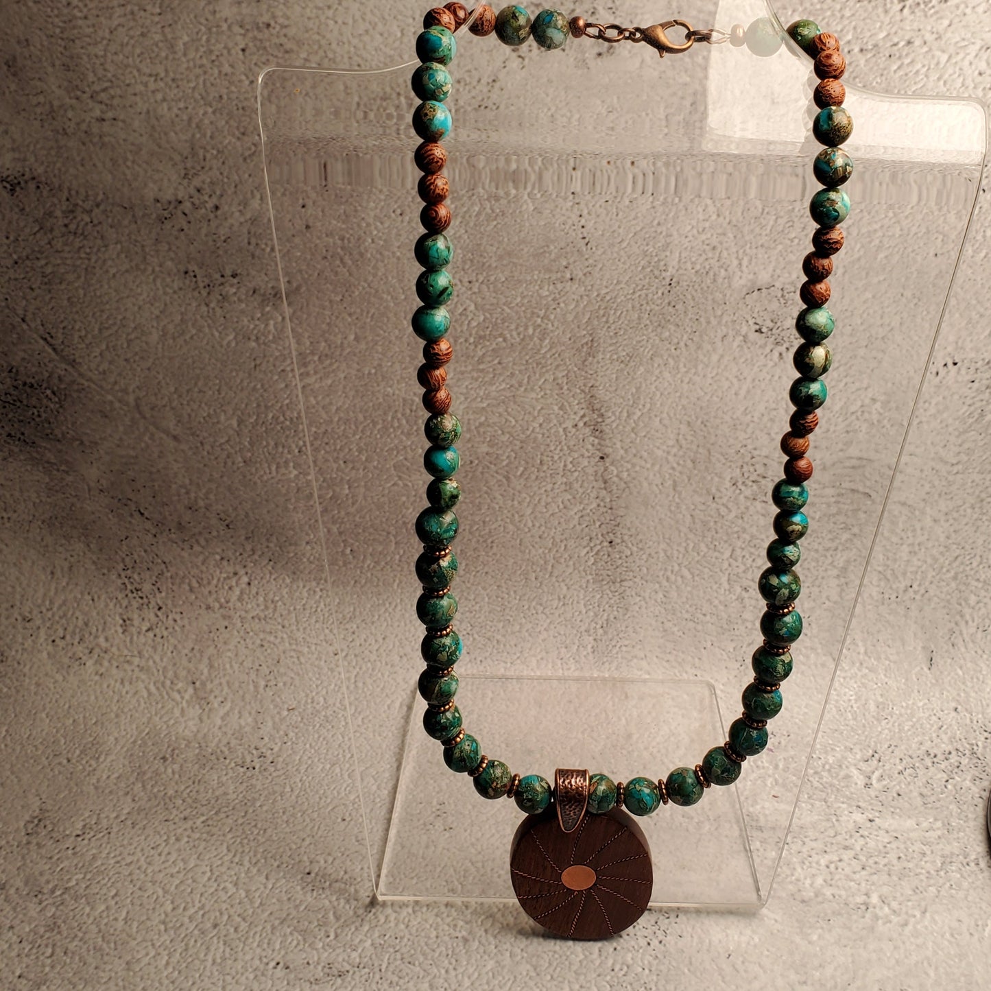 Gemstone Necklace: Turquoise Impression Jasper with Pendant