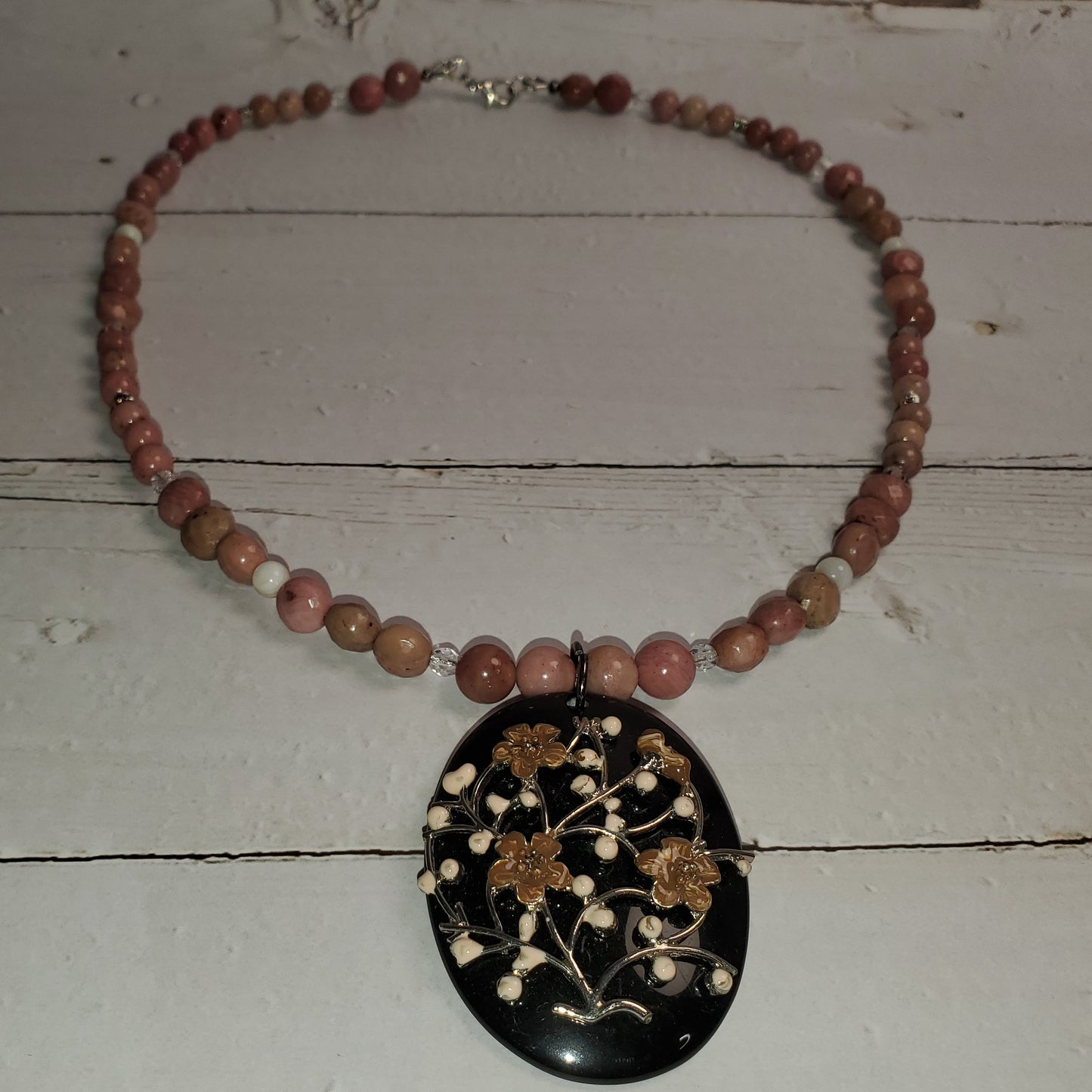 Gemstone Necklace: Rhodonite with Pendant