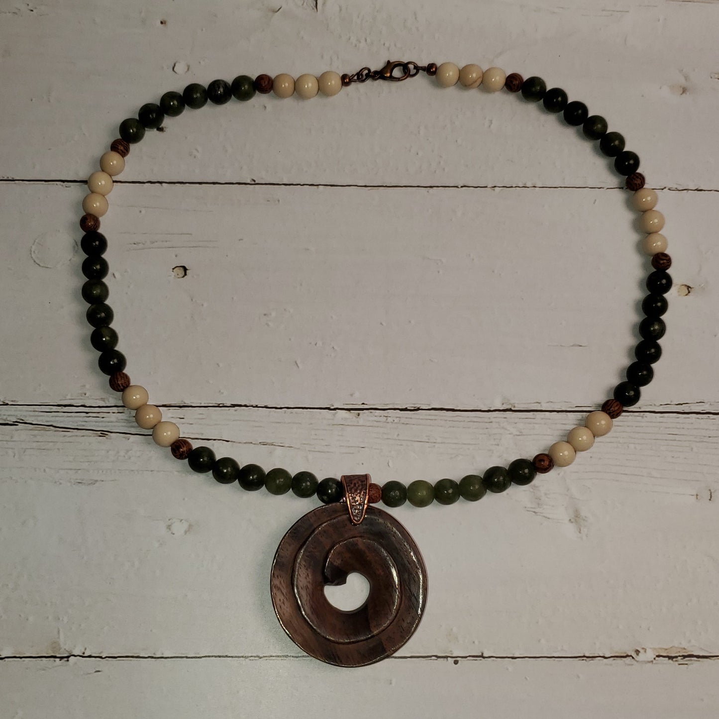 Gemstone Necklace: Jade and Fossil Jasper