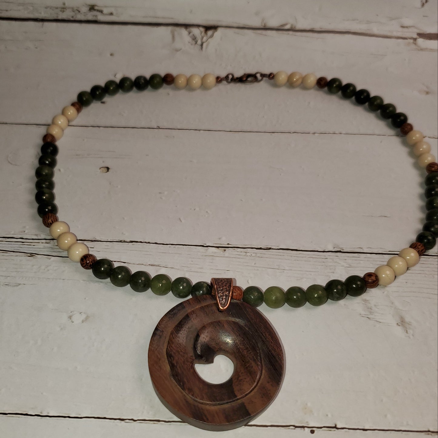 Gemstone Necklace: Jade and Fossil Jasper